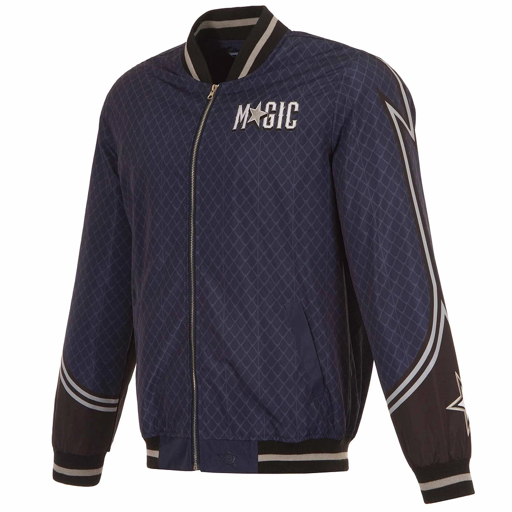 Blouson aviateur entièrement zippé JH Design pour hommes, bleu marine, Orlando Magic 2023/24 City Edition