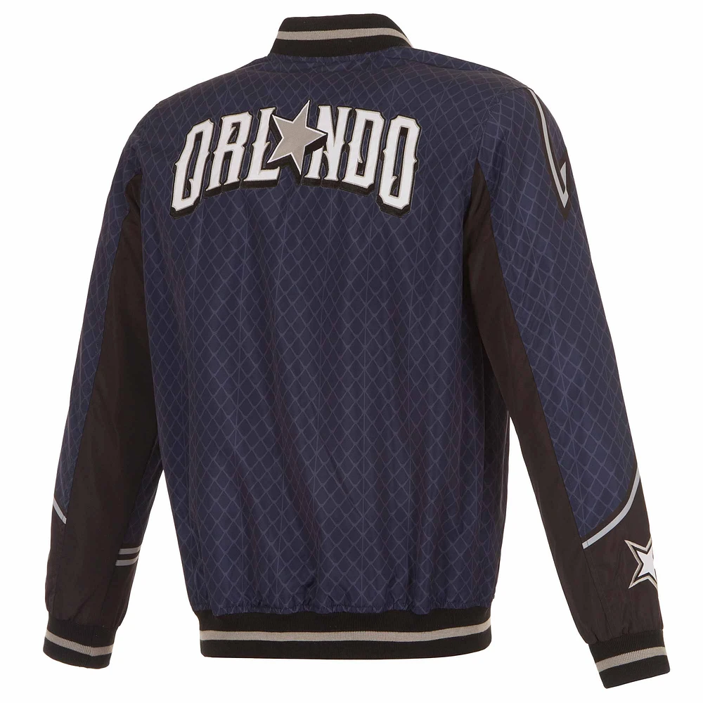 Blouson aviateur entièrement zippé JH Design pour hommes, bleu marine, Orlando Magic 2023/24 City Edition