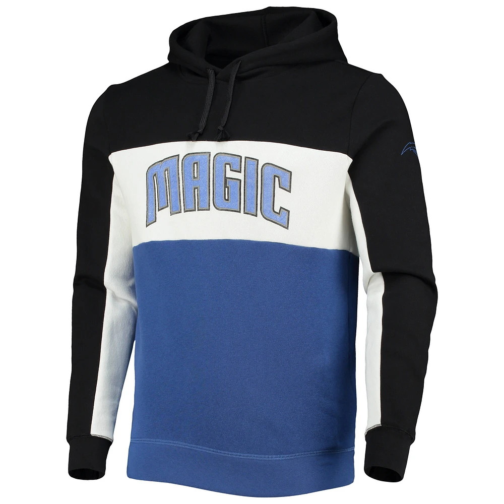 Pull à capuche en molleton blocs de couleurs Orlando Magic Wordmark noir/blanc pour hommes