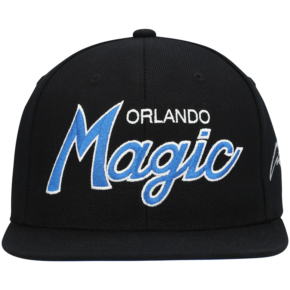 Casquette Snapback Orlando Magic Hardwood Classics Script 2.0 noire Mitchell & Ness pour hommes