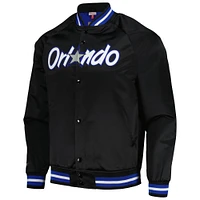 Men's Mitchell & Ness Black Orlando Magic Hardwood Classics  Throwback Wordmark Raglan Full-Snap Jacket