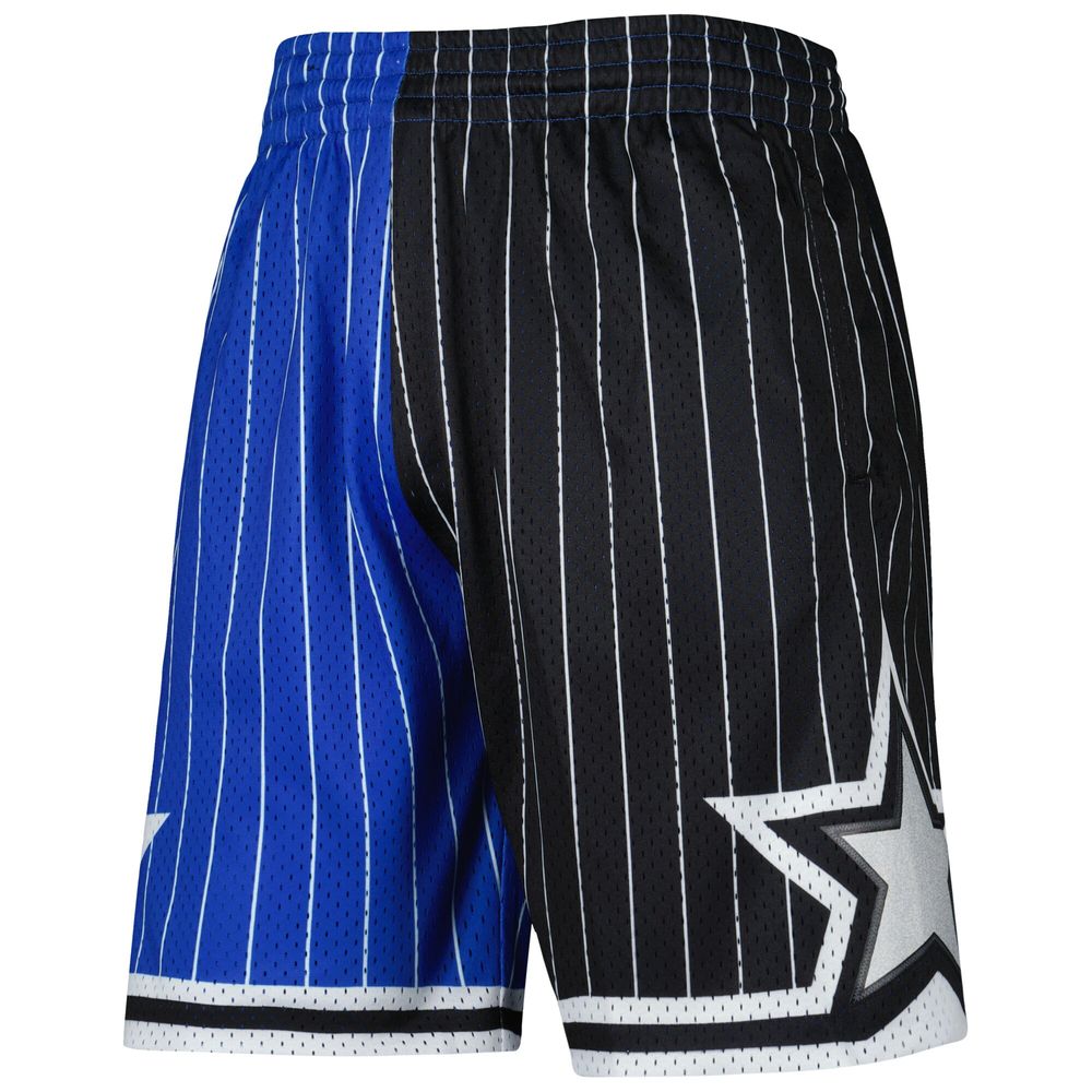 Men's Mitchell & Ness Blue/Black Orlando Magic Hardwood Classics 1994 Split Swingman Shorts