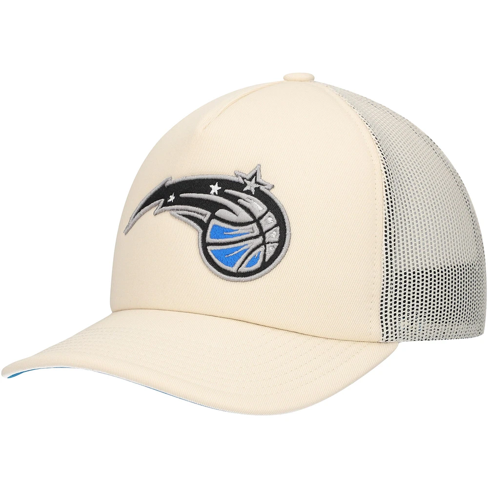 Casquette ajustable Orlando Magic Trucker crème Mitchell & Ness pour hommes