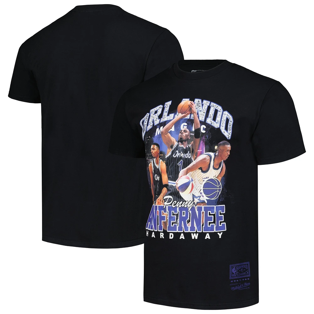 T-shirt pour homme Mitchell & Ness Penny Hardaway Noir Orlando Magic Hardwood Classics Bling Concert Player