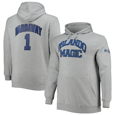 Men's Mitchell & Ness Penny Hardaway Heathered Gray Orlando Magic Big Tall Name Number Pullover Hoodie