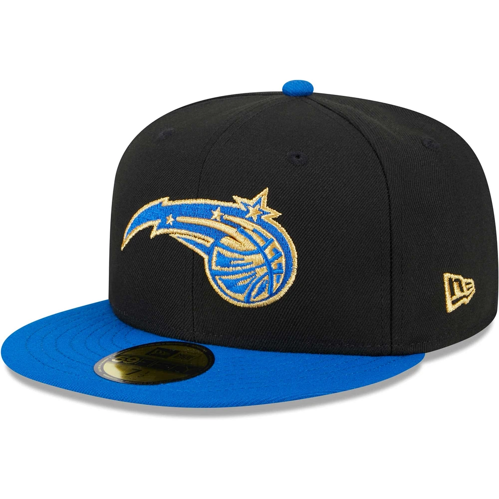 Men's New Era Black/Blue Orlando Magic Gameday Gold Pop Stars 59FIFTY Fitted Hat