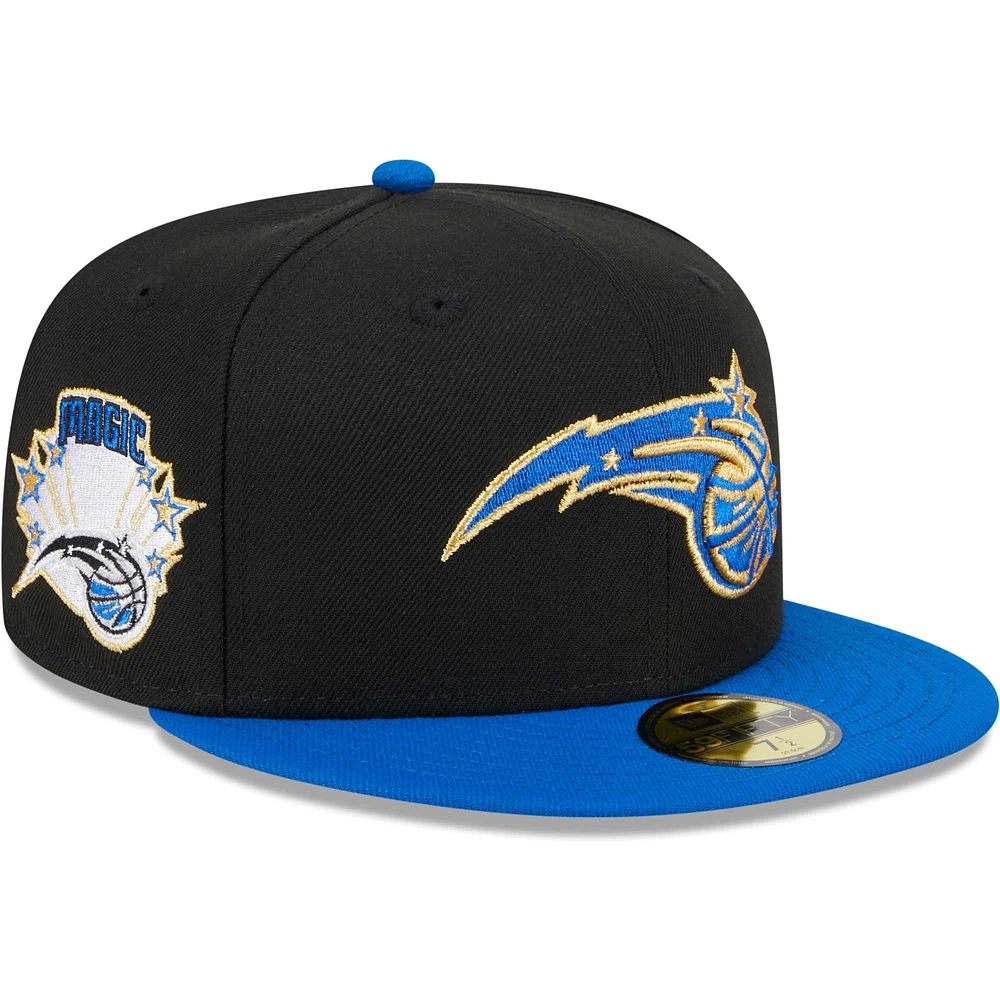 Men's New Era Black/Blue Orlando Magic Gameday Gold Pop Stars 59FIFTY Fitted Hat