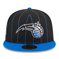 Men's New Era Black/Blue Orlando Magic Pinstripe Two-Tone 59FIFTY Fitted Hat