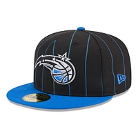 Men's New Era Black/Blue Orlando Magic Pinstripe Two-Tone 59FIFTY Fitted Hat