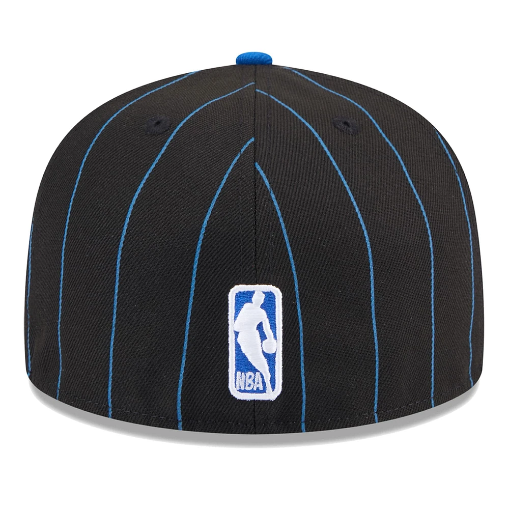 Men's New Era Black/Blue Orlando Magic Pinstripe Two-Tone 59FIFTY Fitted Hat