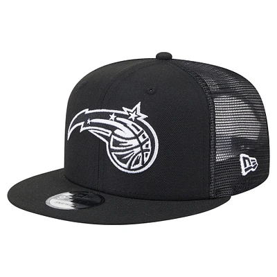 Men's New Era Black Orlando Magic 9FIFTY Snapback Trucker Hat