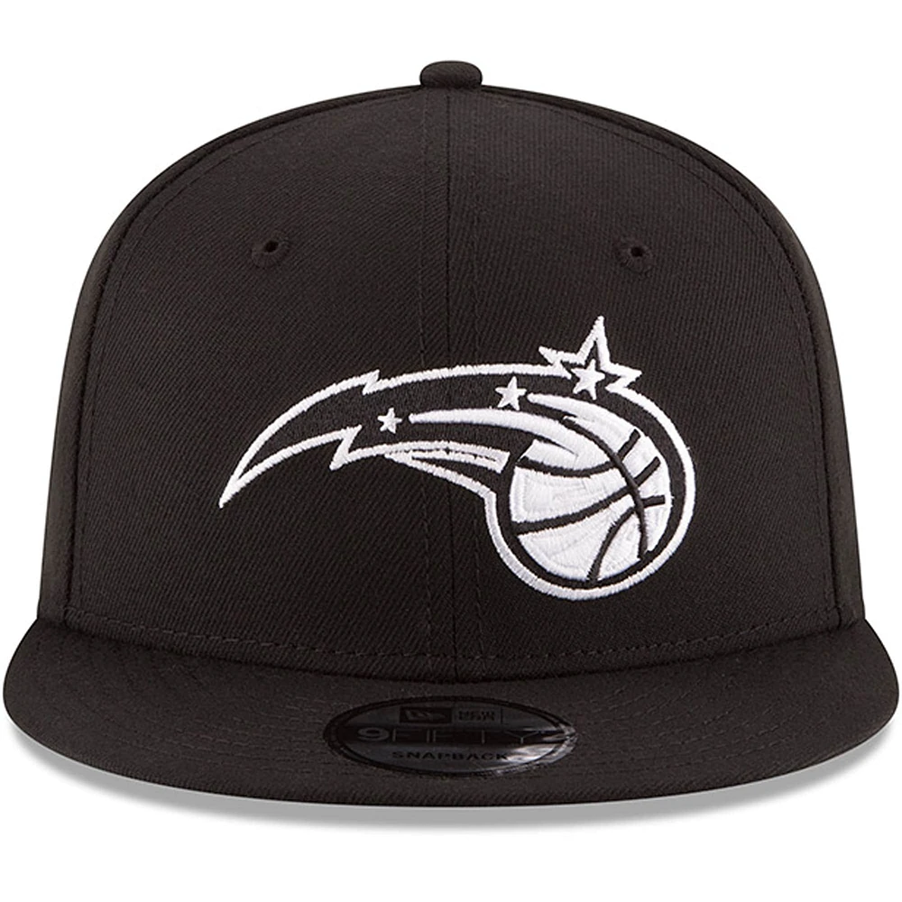 Men's New Era Black Orlando Magic Black & White Logo 9FIFTY Adjustable Snapback Hat