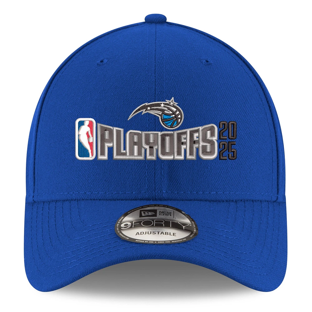 Casquette ajustable 9FORTY bleue New Era Orlando Magic 2025 NBA Playoffs pour homme