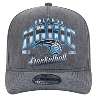 Men's New Era  Charcoal Orlando Magic Throwback Washed Pre-Curved 9FIFTY Snapback Hat