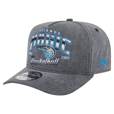 Men's New Era  Charcoal Orlando Magic Throwback Washed Pre-Curved 9FIFTY Snapback Hat