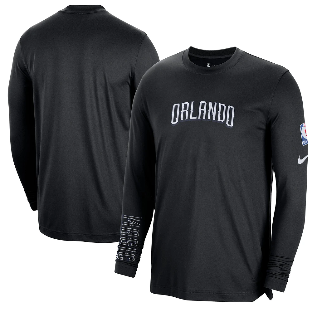 Men's Nike Black Orlando Magic 2022/23 City Edition Pregame Warmup Long Sleeve Shooting Shirt