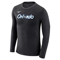 Men's Nike Black Orlando Magic Classic Edition Marled Long Sleeve T-Shirt