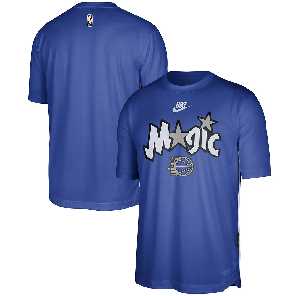 T-shirt Nike pour homme, bleu, Orlando Magic, Hardwood Classics 2023/24, édition classique, performance, tir d'avant-match