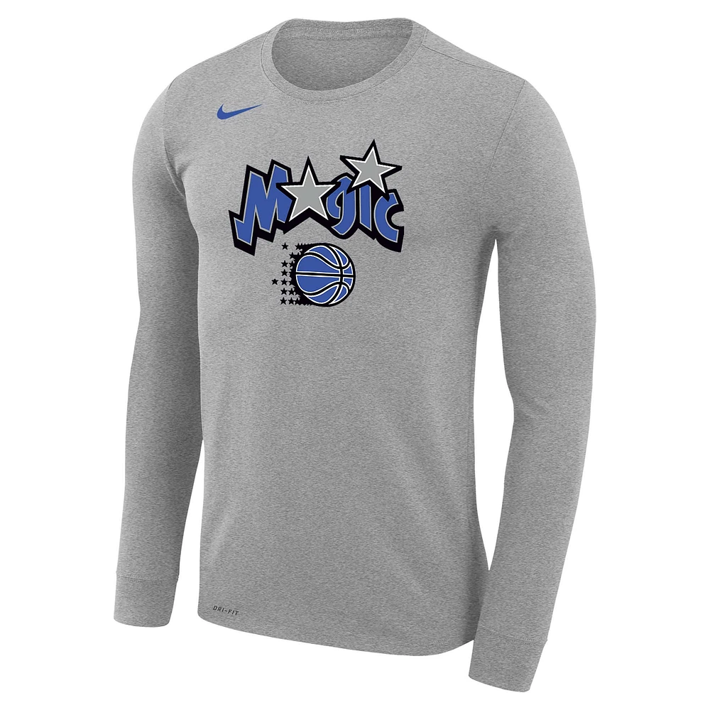 T-shirt à manches longues Nike gris Orlando Magic Classic Edition Legend Performance pour homme