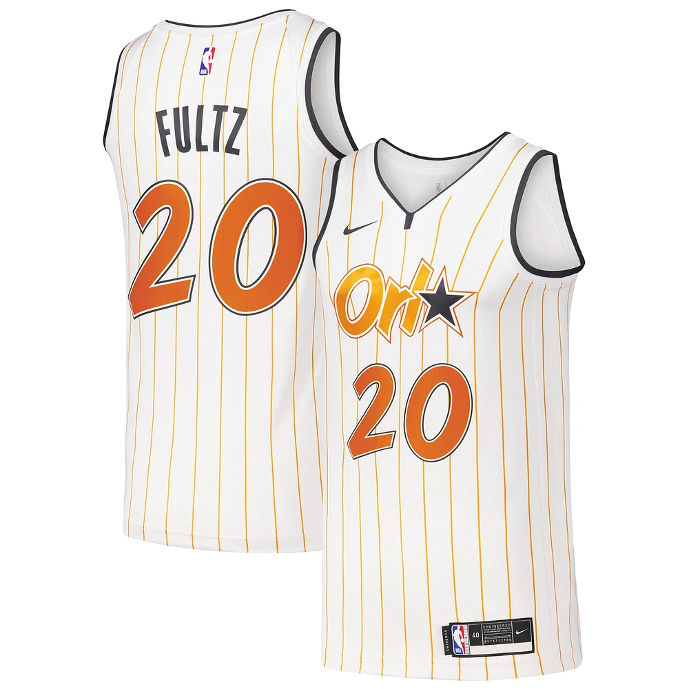 Maillot de joueur Nike Markelle Fultz blanc Orlando Magic Swingman pour homme - Édition City