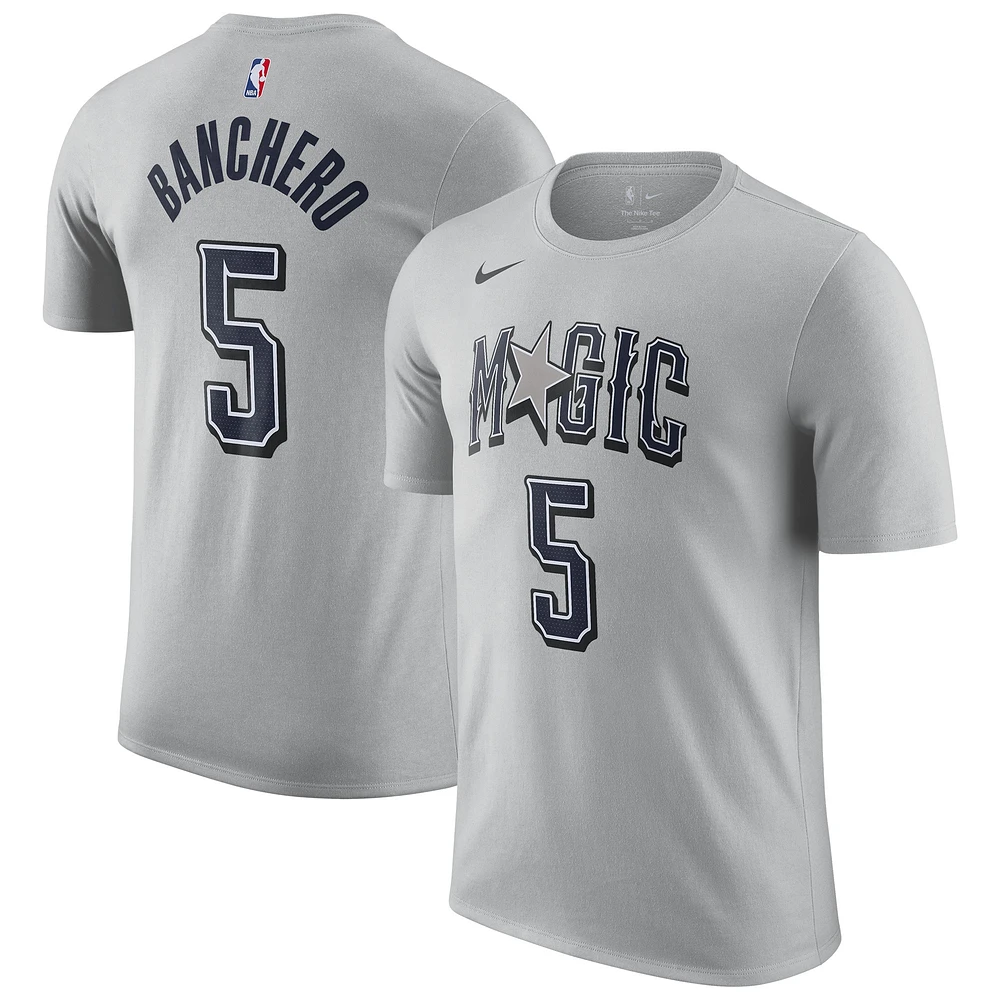 Men's Nike Paolo Banchero Silver Orlando Magic 2024/25 City Edition Name & Number T-Shirt