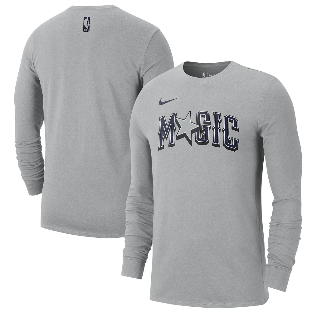 T-shirt à manches longues Nike Silver Orlando Magic 2024/25 City Edition Essential Logo pour homme