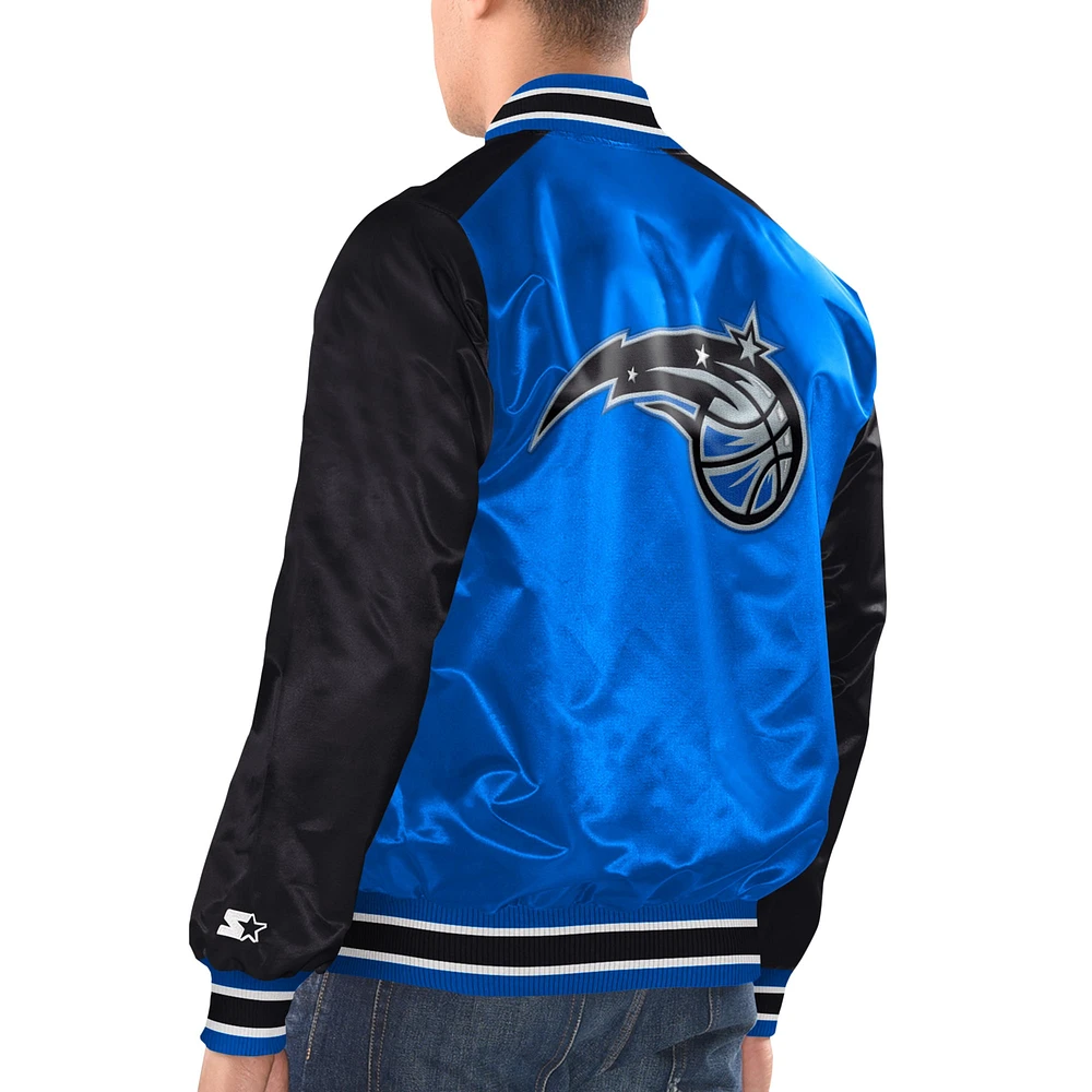 Men's Starter Blue/Black Orlando Magic Renegade Satin Full-Snap Varsity Jacket