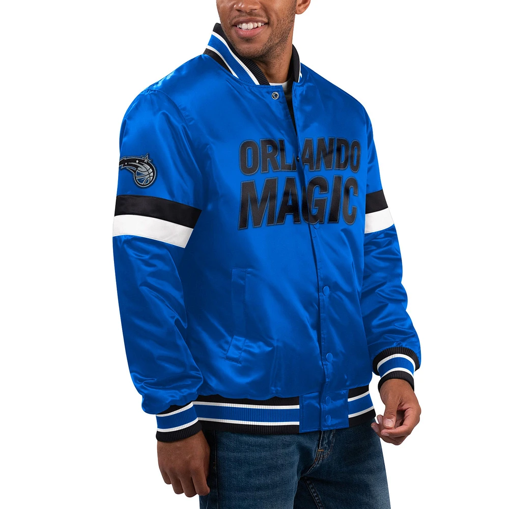 Veste universitaire en satin à bouton-pression pour hommes Starter Blue Orlando Magic Home Game