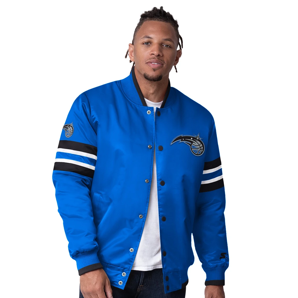 Men's Starter Blue Orlando Magic Scout Varsity Satin Full-Snap Jacket