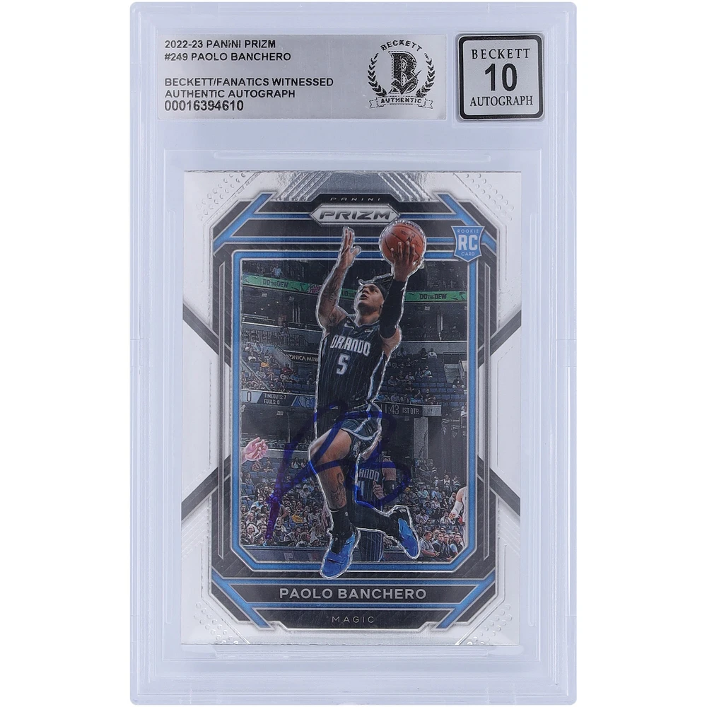 Carte de recrue 10 authentifiée signée par les fans de Beckett 2022-23 Panini Prizm #249 de Paolo Banchero Orlando Magic