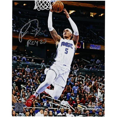 Photographie autographiée de 8" x 10" de Paolo Banchero du Orlando Magic en blanc avec l'inscription "ROY 23"