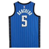 Maillot Swingman Jordan Brand Statement Edition bleu dédicacé par Paolo Banchero des Orlando Magic