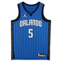 Maillot Swingman Jordan Brand Statement Edition bleu dédicacé par Paolo Banchero des Orlando Magic