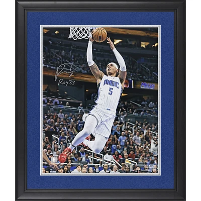 Photographie encadrée autographiée de 16" x 20" de Paolo Banchero Orlando Magic en blanc Photographie encadrée autographiée de 16" x 20" de Paolo Banchero en blanc
