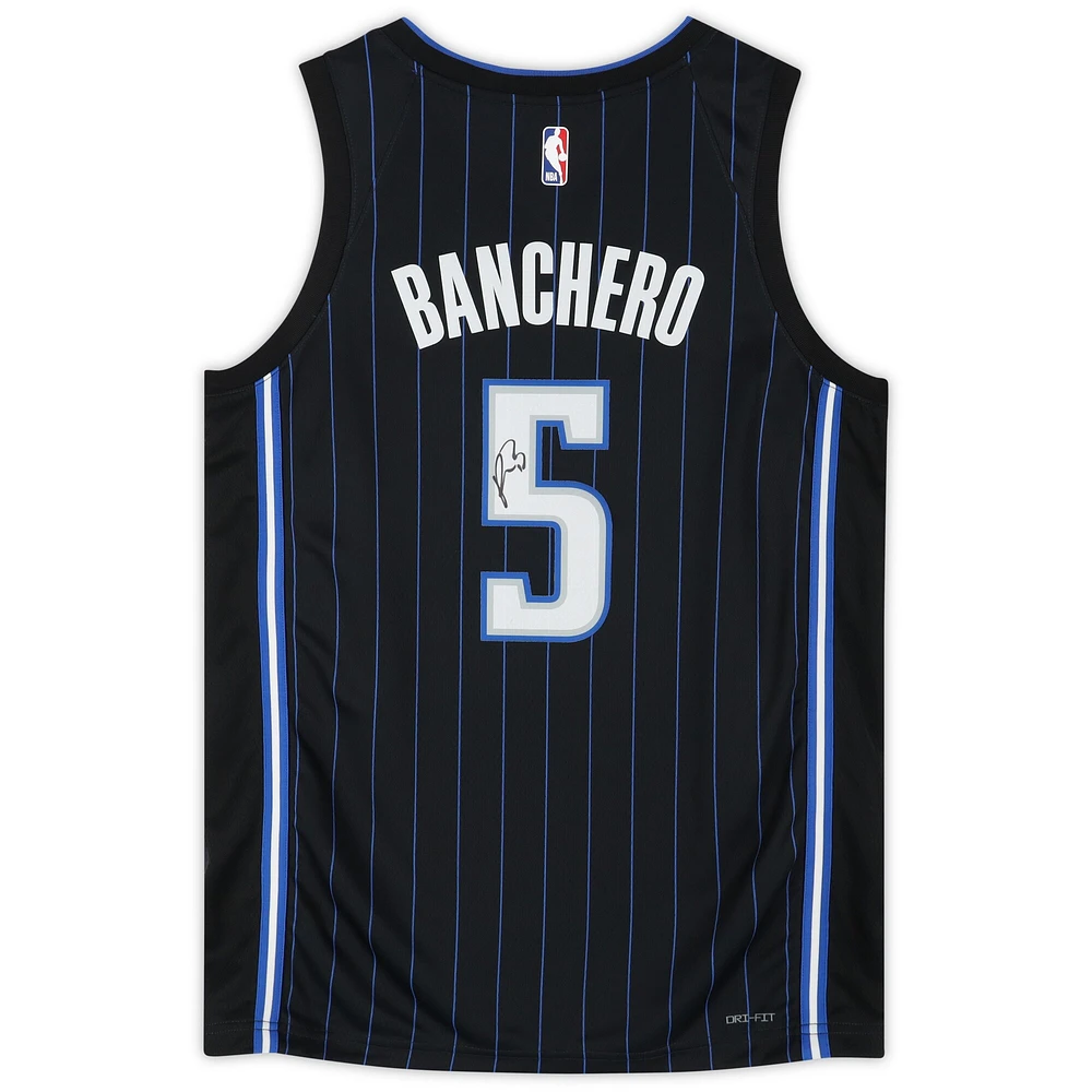 Maillot Nike Swingman noir dédicacé par Paolo Banchero des Orlando Magic
