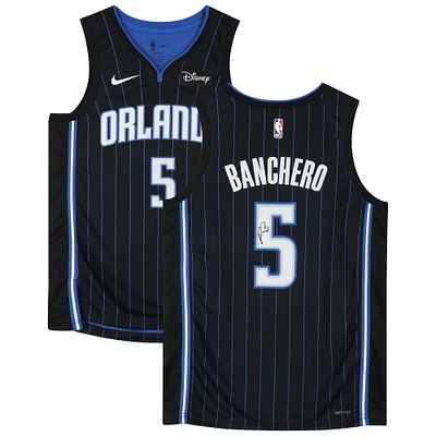 Maillot Nike Swingman noir dédicacé par Paolo Banchero des Orlando Magic