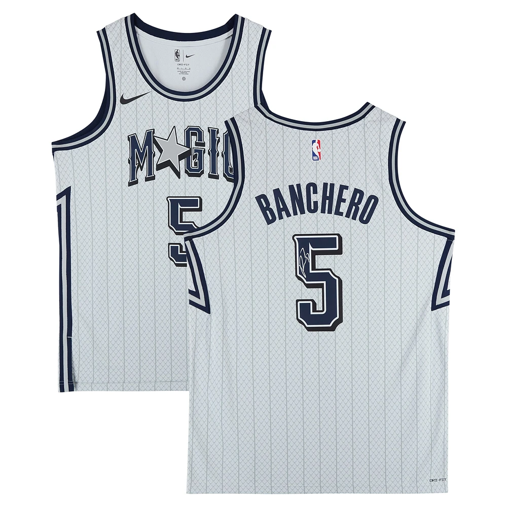 Paolo Banchero Orlando Magic Autographed Silver Nike 2024-25 City Edition Swingman Jersey 
