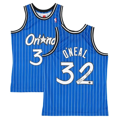 Maillot Swingman Mitchell & Ness 1994-95 bleu dédicacé par Shaquille O'Neal des Orlando Magic avec inscription « HOF 16 »