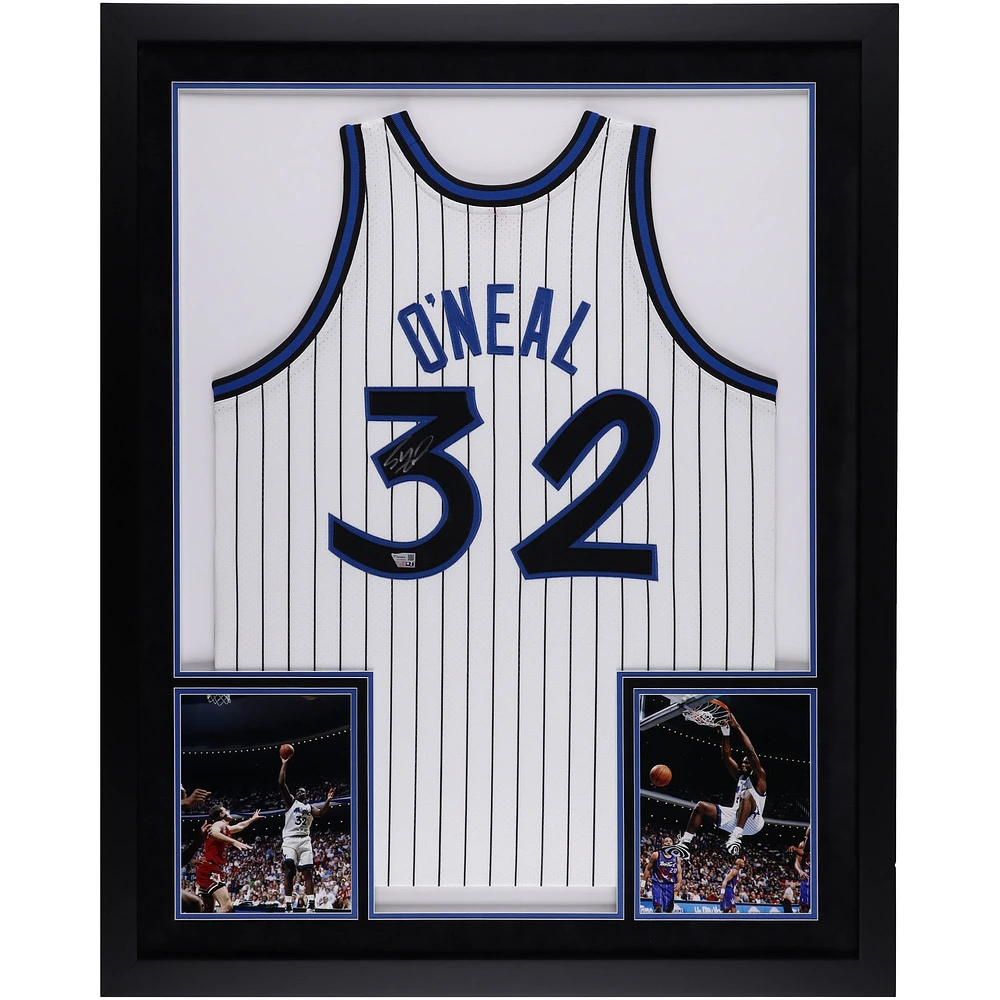 Shaquille O'Neal Orlando Magic Autographed SM Deluxe Framed White 1993 Mitchell & Ness Authentic Jersey 