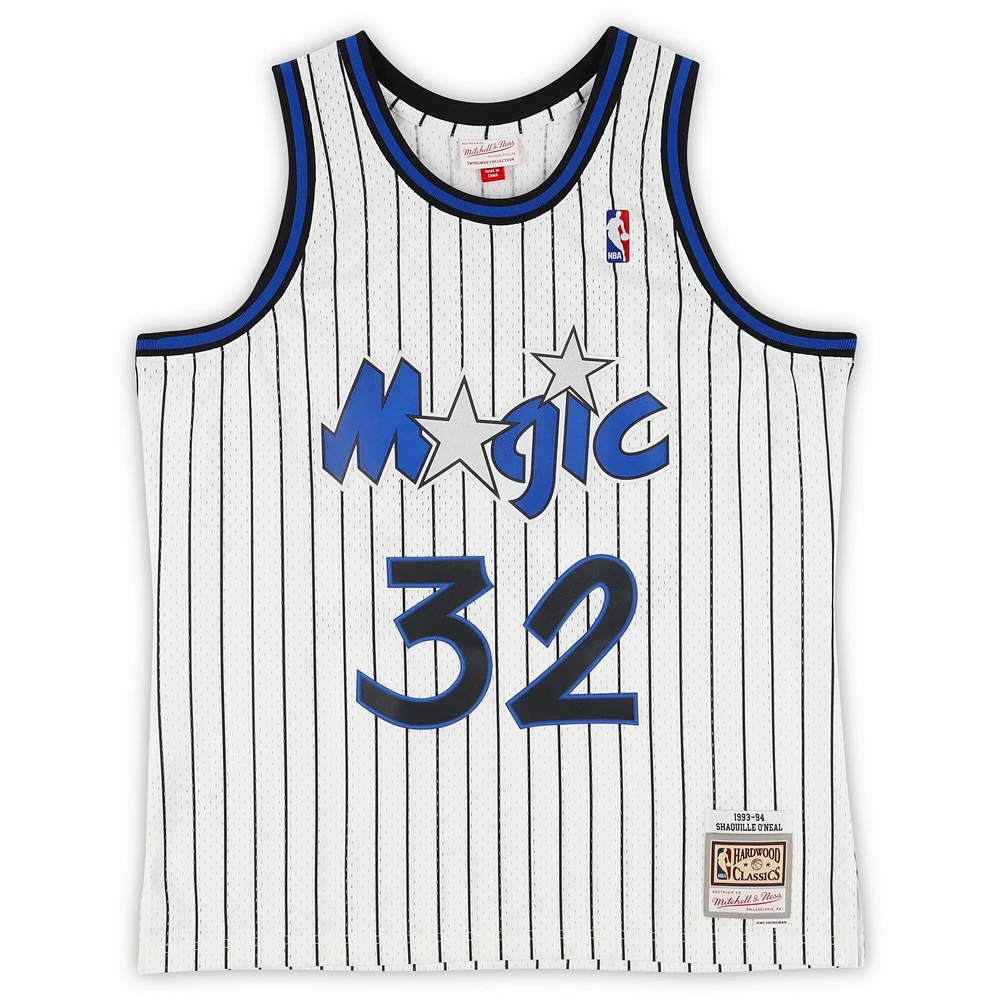 Maillot Swingman blanc autographié par Shaquille O'Neal des Orlando Magic Mitchell & Ness 1993-94 avec inscription « HOF 16 »