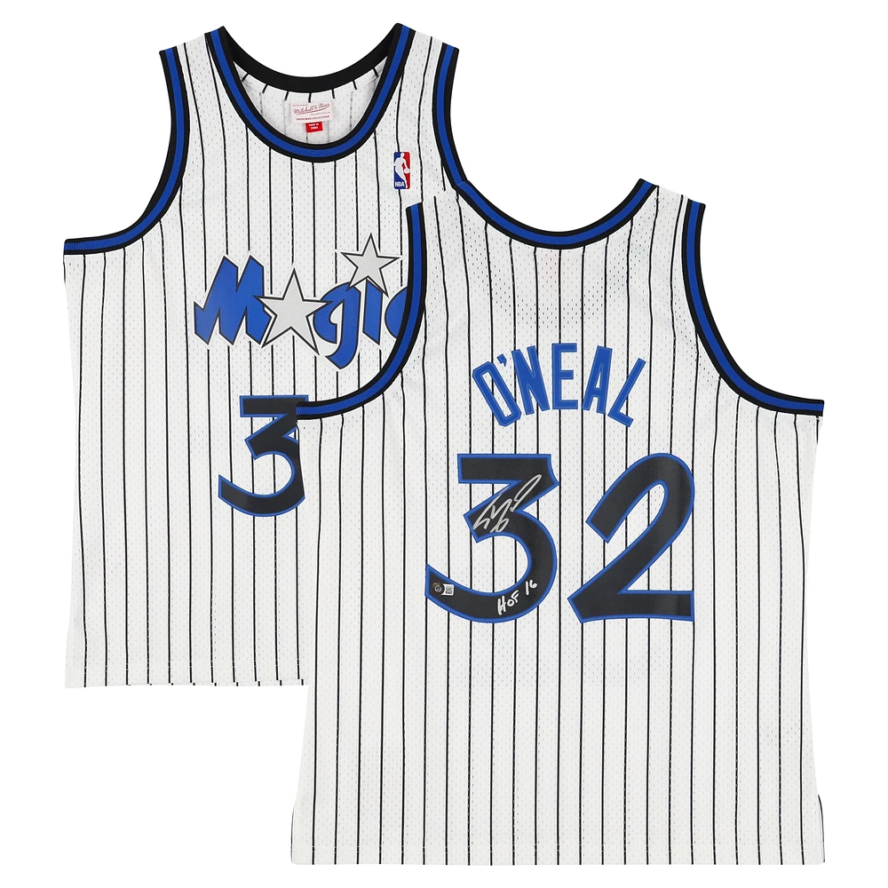Maillot Swingman blanc autographié par Shaquille O'Neal des Orlando Magic Mitchell & Ness 1993-94 avec inscription « HOF 16 »