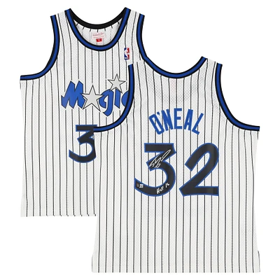 Maillot Swingman blanc autographié par Shaquille O'Neal des Orlando Magic Mitchell & Ness 1993-94 avec inscription « HOF 16 »