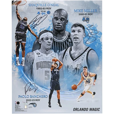 Shaquille O'Neal, Paolo Banchero et Mike Miller Orlando Magic Collage ROY signé à plusieurs reprises, 16" x 20" - Édition limitée à 23 exemplaires