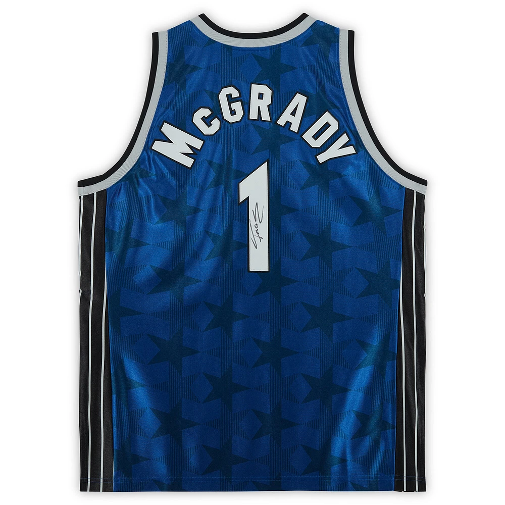 Maillot authentique Mitchell & Ness bleu autographié par Tracy McGrady Orlando Magic 2000-2001