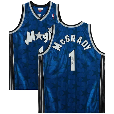 Maillot authentique Mitchell & Ness bleu autographié par Tracy McGrady Orlando Magic 2000-2001