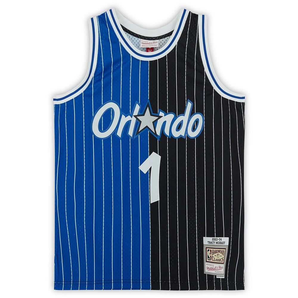 Tracy McGrady Orlando Magic Autographed Black and Blue Split Mitchell & Ness 2003-04 Swingman Jersey