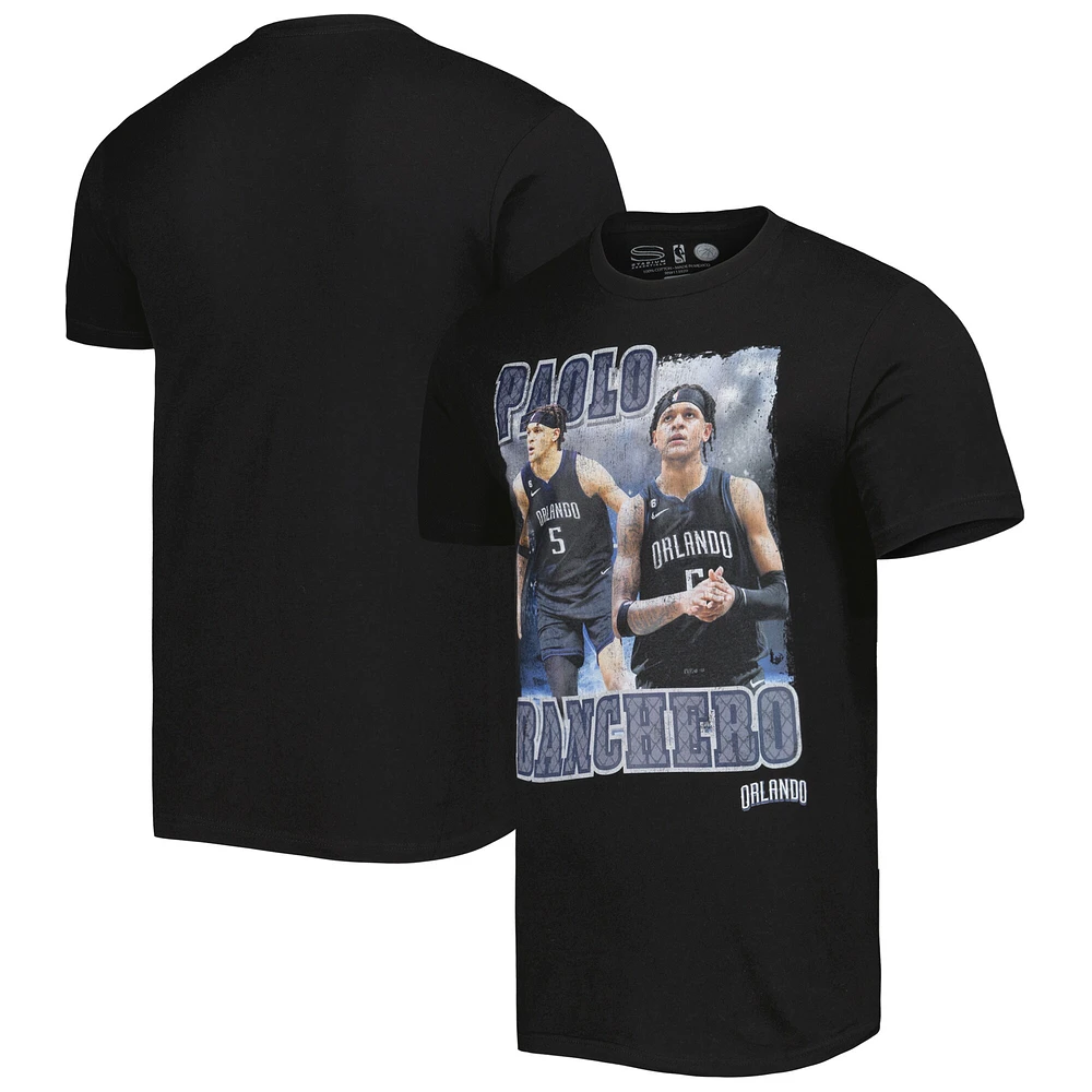 T-shirt unisexe Stadium Essentials Paolo Banchero noir édition Orlando Magic City Double Player