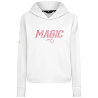 Women's Levelwear  White Orlando Magic Mother's Day Sweet Floral Cropped Tri-Blend Pullover Hoodie