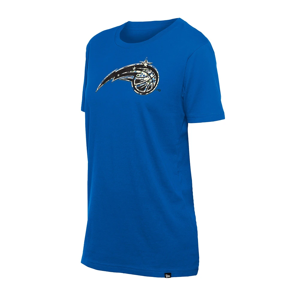 Women's New Era Blue Orlando Magic Glam Game Flower T-Shirt