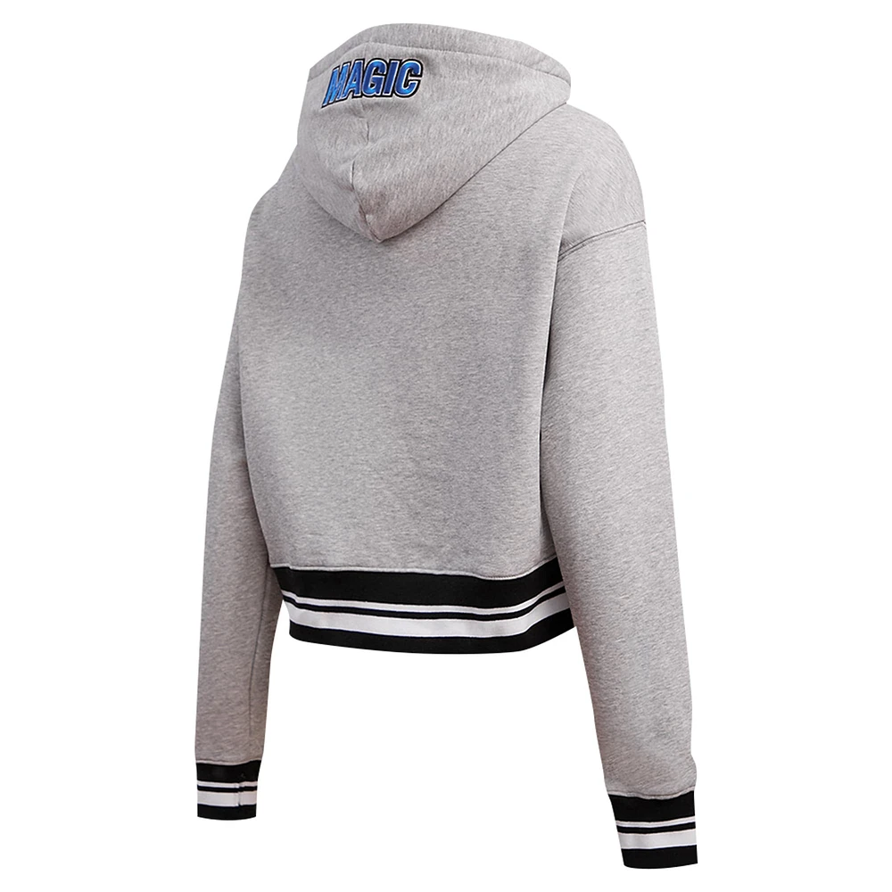 Women's Pro Standard Heather Gray Orlando Magic Script Tail Cropped Pullover Hoodie